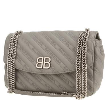 Borsa a tracolla Balenciaga  BB Chain in pelle grigia