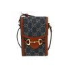 Sac bandoulière Gucci  1955 Horsebit en toile sûpreme GG bleue et cuir marron - 360 thumbnail