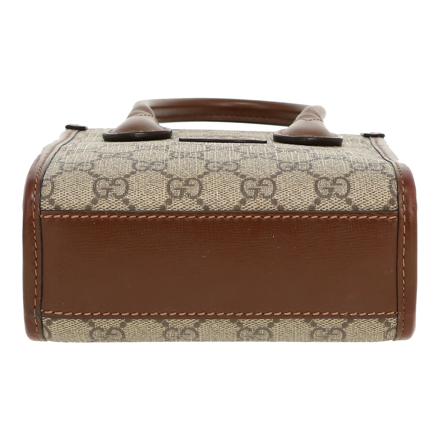 Bolso bandolera Gucci   en tejido "sûpreme GG" beige y cuero marrón - Detail D1