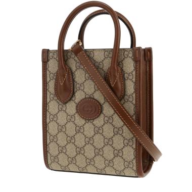 Borsa a tracolla Gucci   in tela "sûpreme GG" beige e pelle marrone