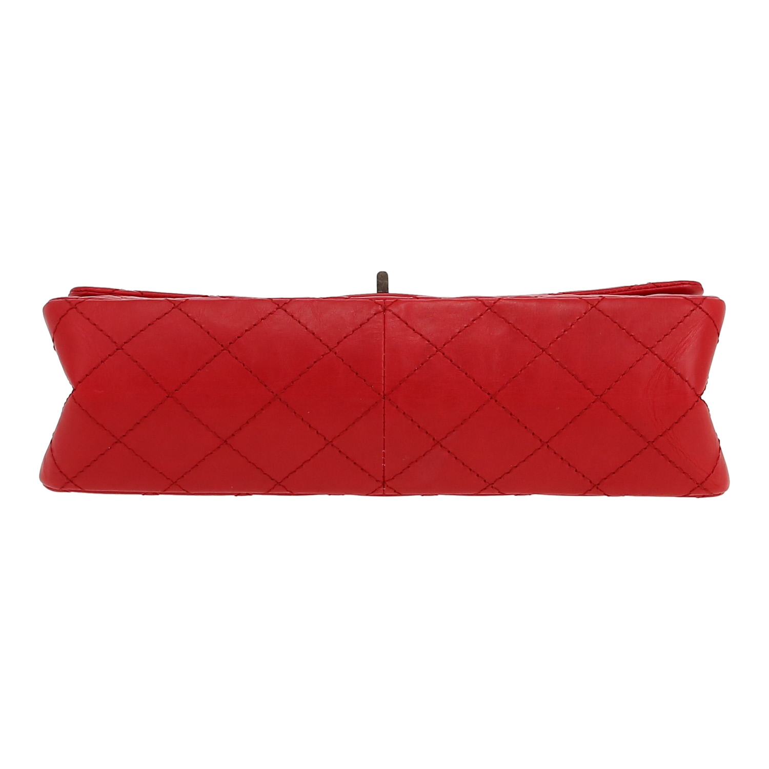 Chanel  2.55 large model  shoulder bag  in red quilted leather - Detail D1