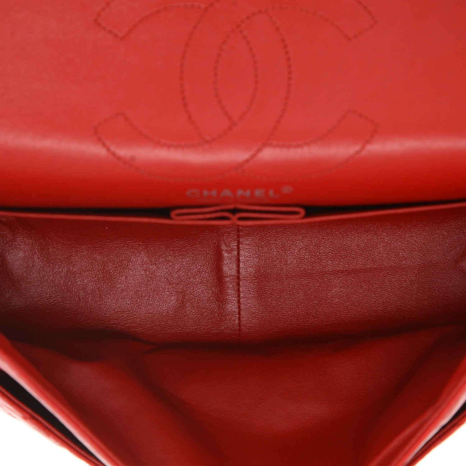 Borsa a tracolla Chanel  2.55 modello grande  in pelle trapuntata rossa - Detail D3