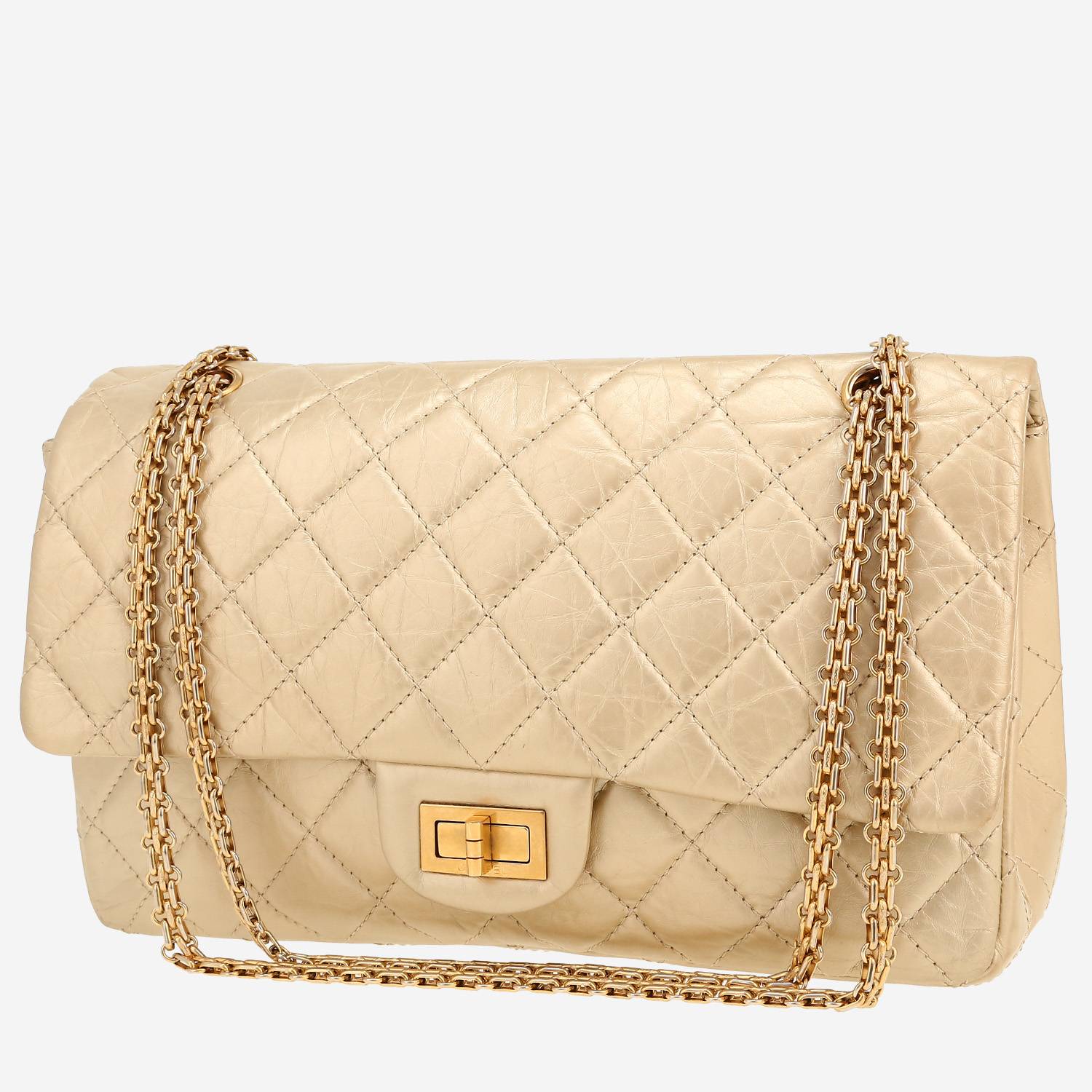 Chanel  2.55 shoulder bag  in gold quilted leather