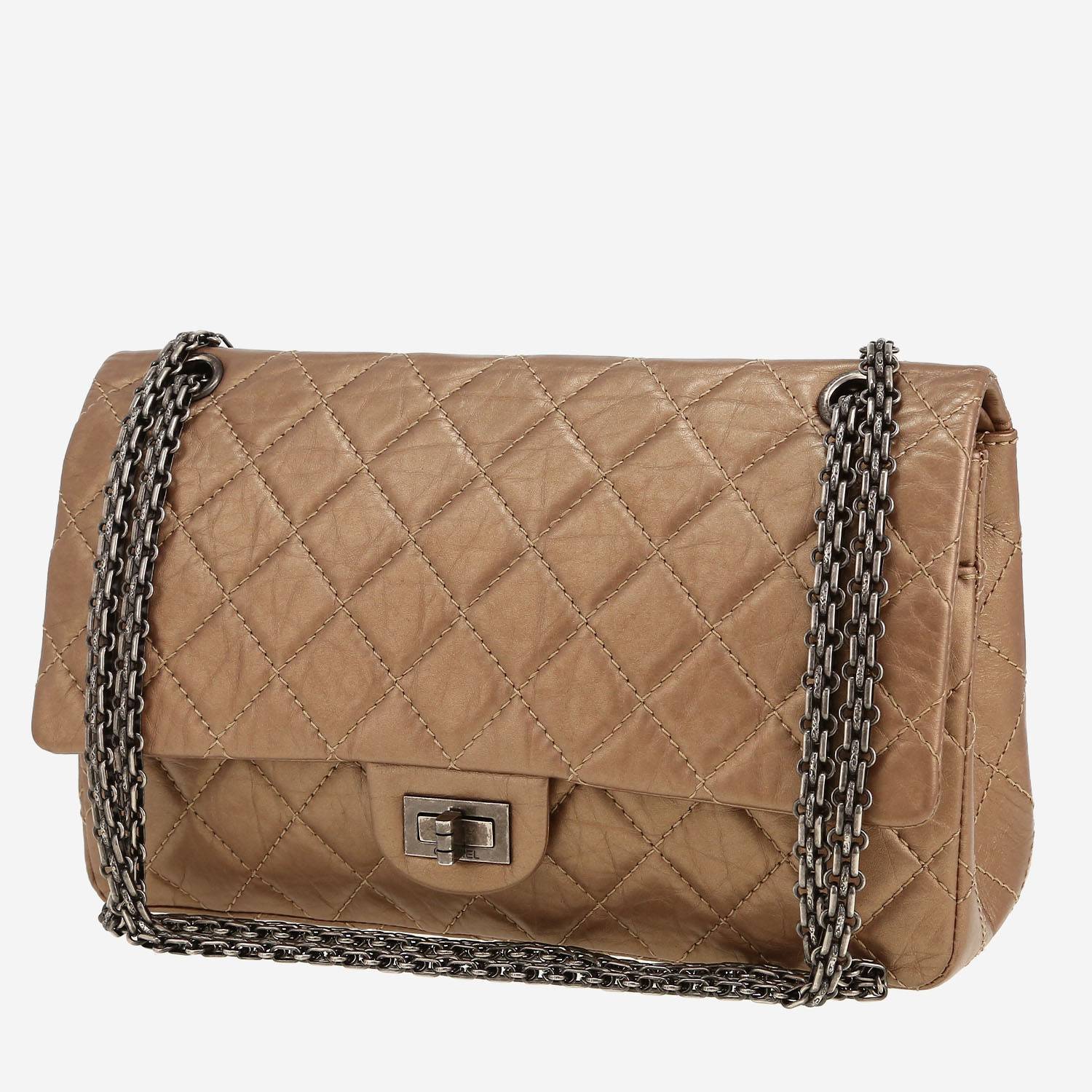 Chanel  2.55 large model  shoulder bag  in brown quilted leather