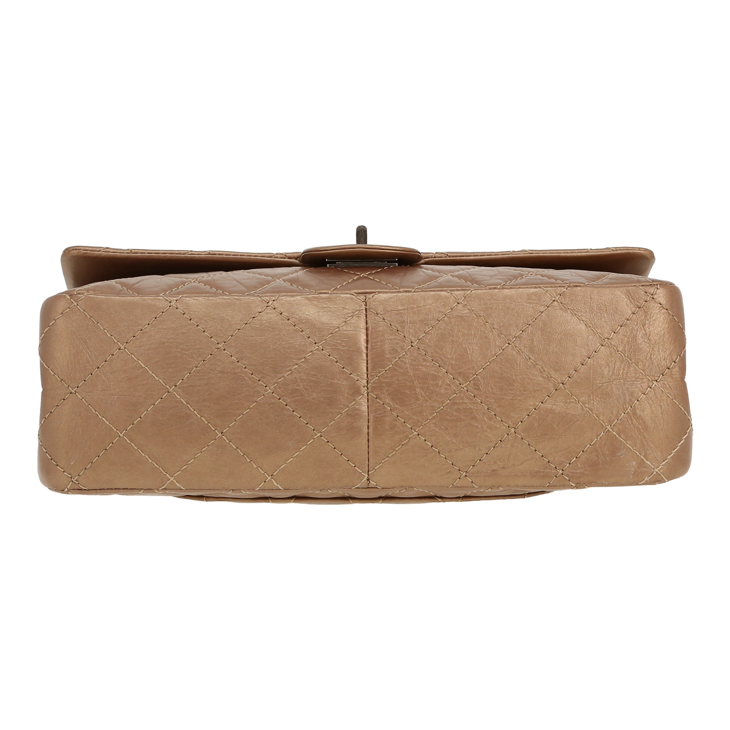 Chanel  2.55 large model  shoulder bag  in brown quilted leather - Detail D1