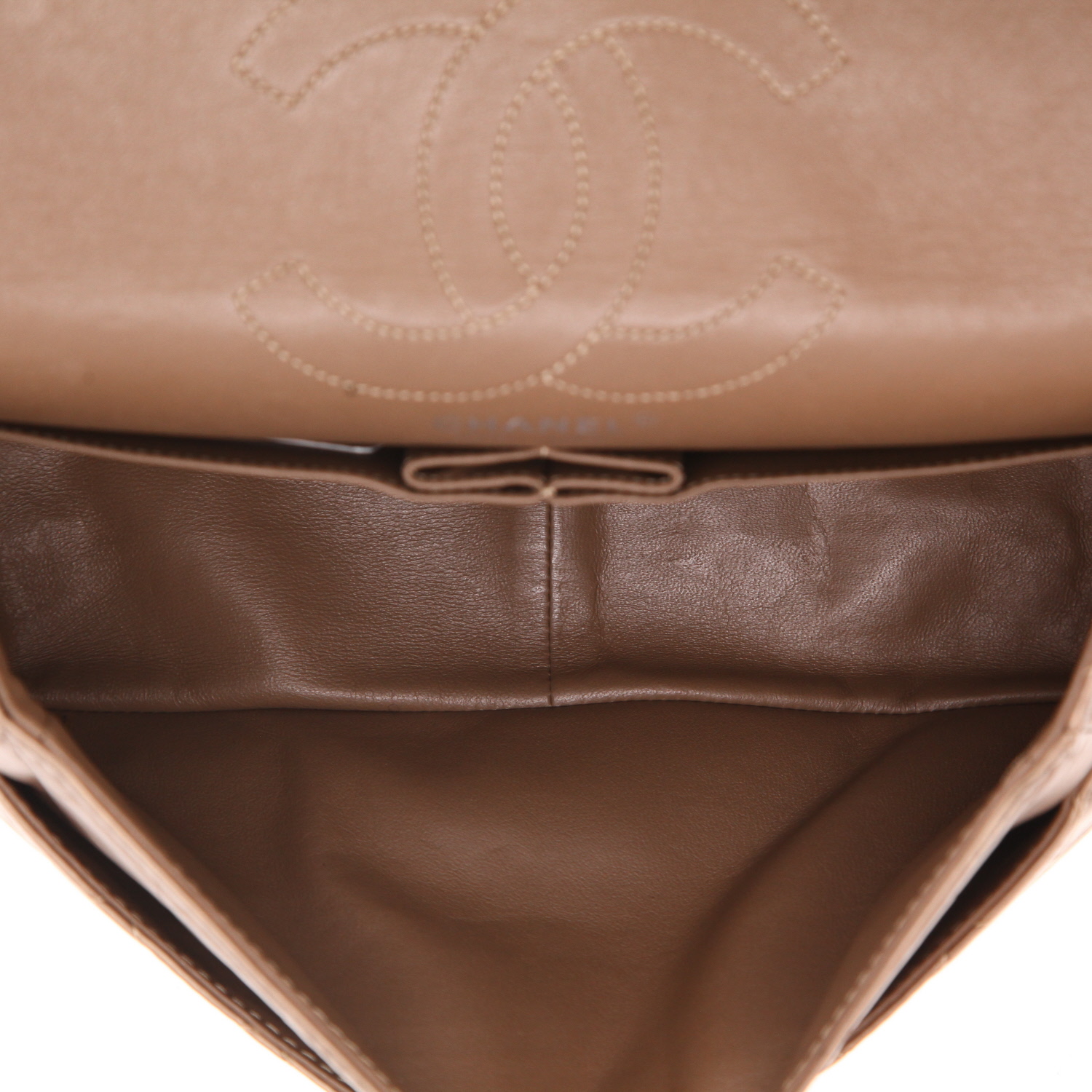 Sac bandoulière Chanel  2.55 grand modèle  en cuir matelassé marron-caramel - Detail D3