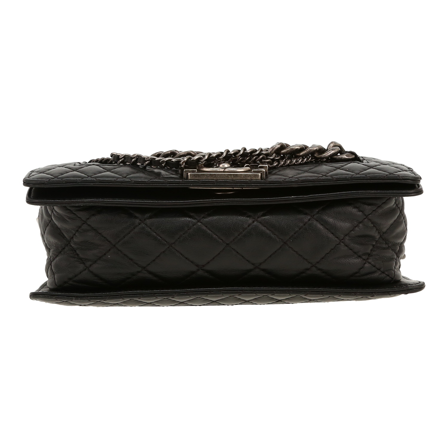 Bolso bandolera Chanel  Boy en cuero acolchado negro - Detail D1