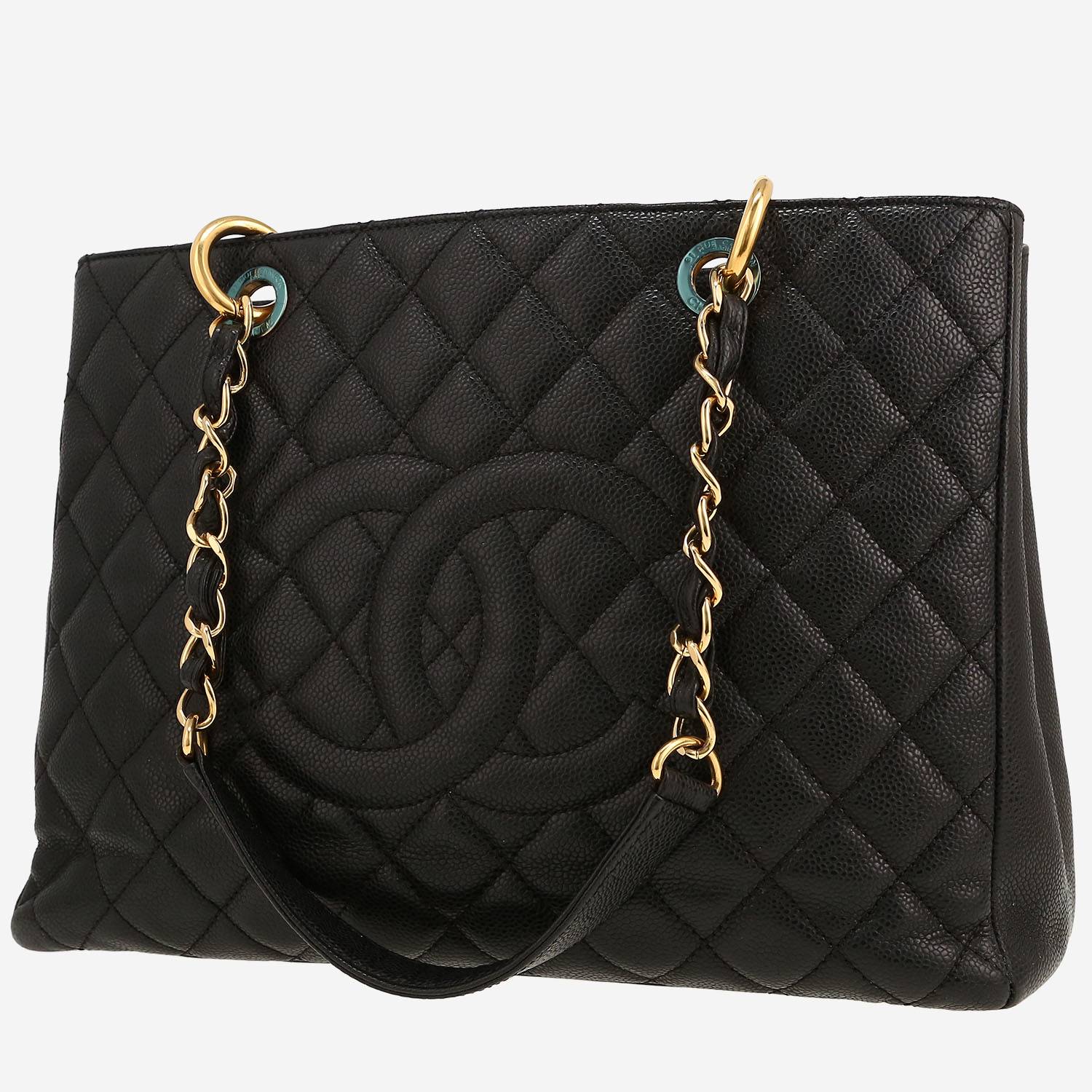 Chanel  Shopping GST bag worn on the shoulder or carried in the hand  in black quilted grained leather