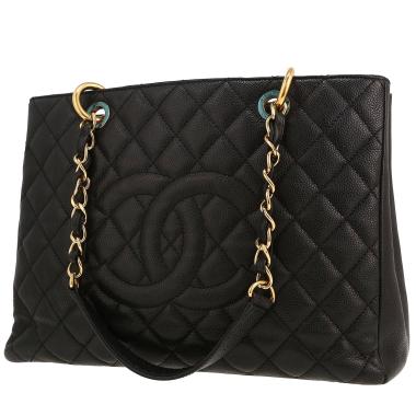 Chanel  Shopping GST bag worn on the shoulder or carried in the hand  in black quilted grained leather