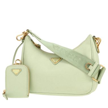 Borsa a tracolla Prada  Re-Edition 2005 in pelle saffiano verde