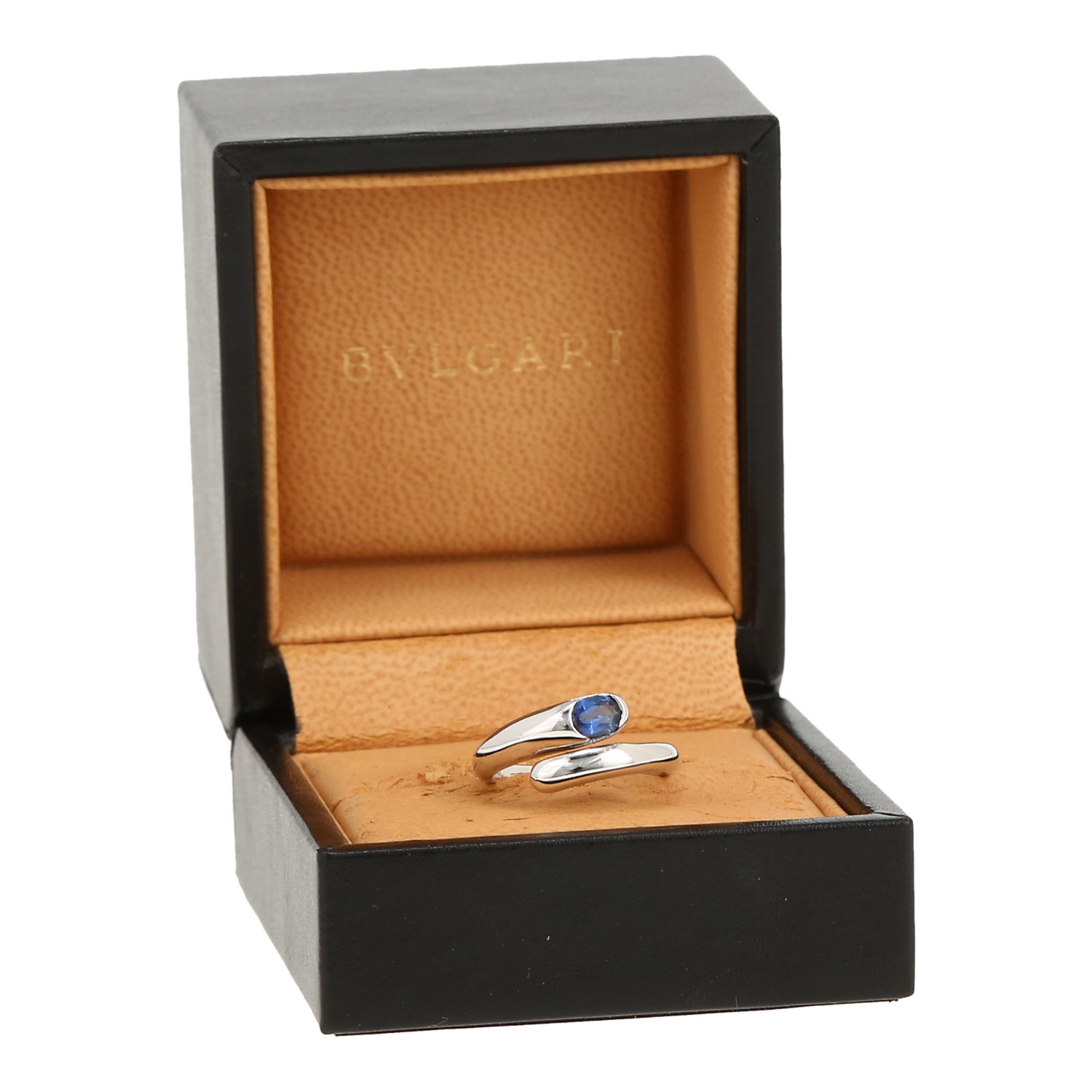 Bague Bulgari  en or blanc et saphir - Detail D2