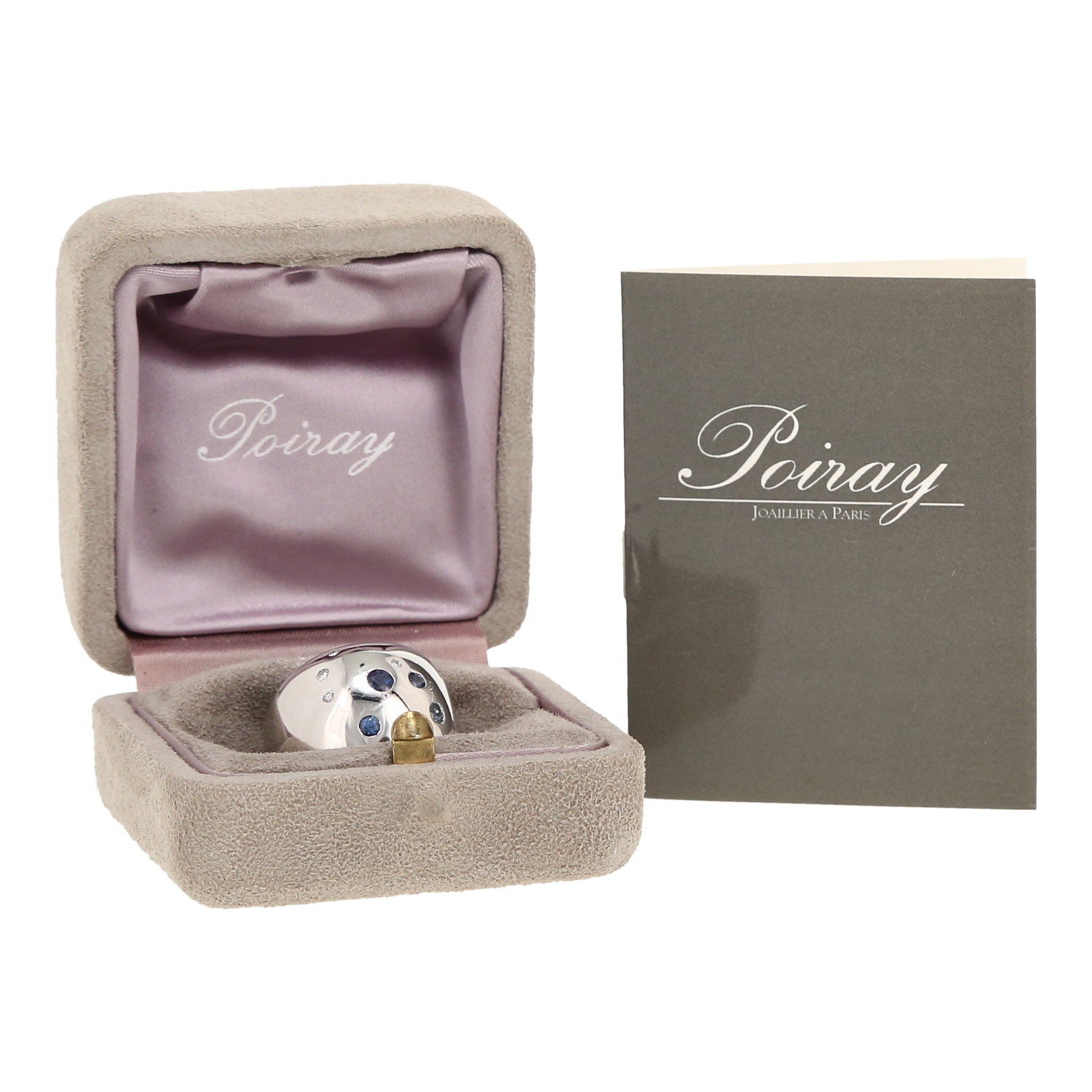 Anello Poiray  in oro bianco, zaffiri e diamanti - Detail D2