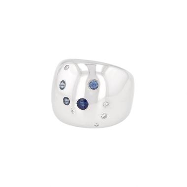 Anello Poiray  in oro bianco, zaffiri e diamanti