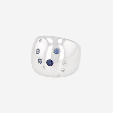 Bague Poiray  en or blanc, saphirs et diamants