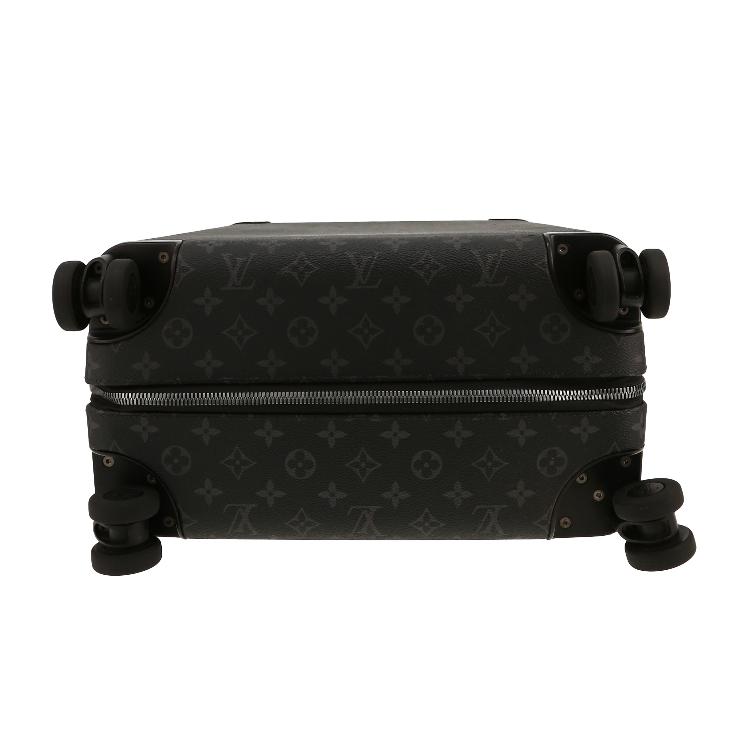 Louis Vuitton  Horizon 55 rigid suitcase  in black and grey monogram canvas  and black leather - Detail D1