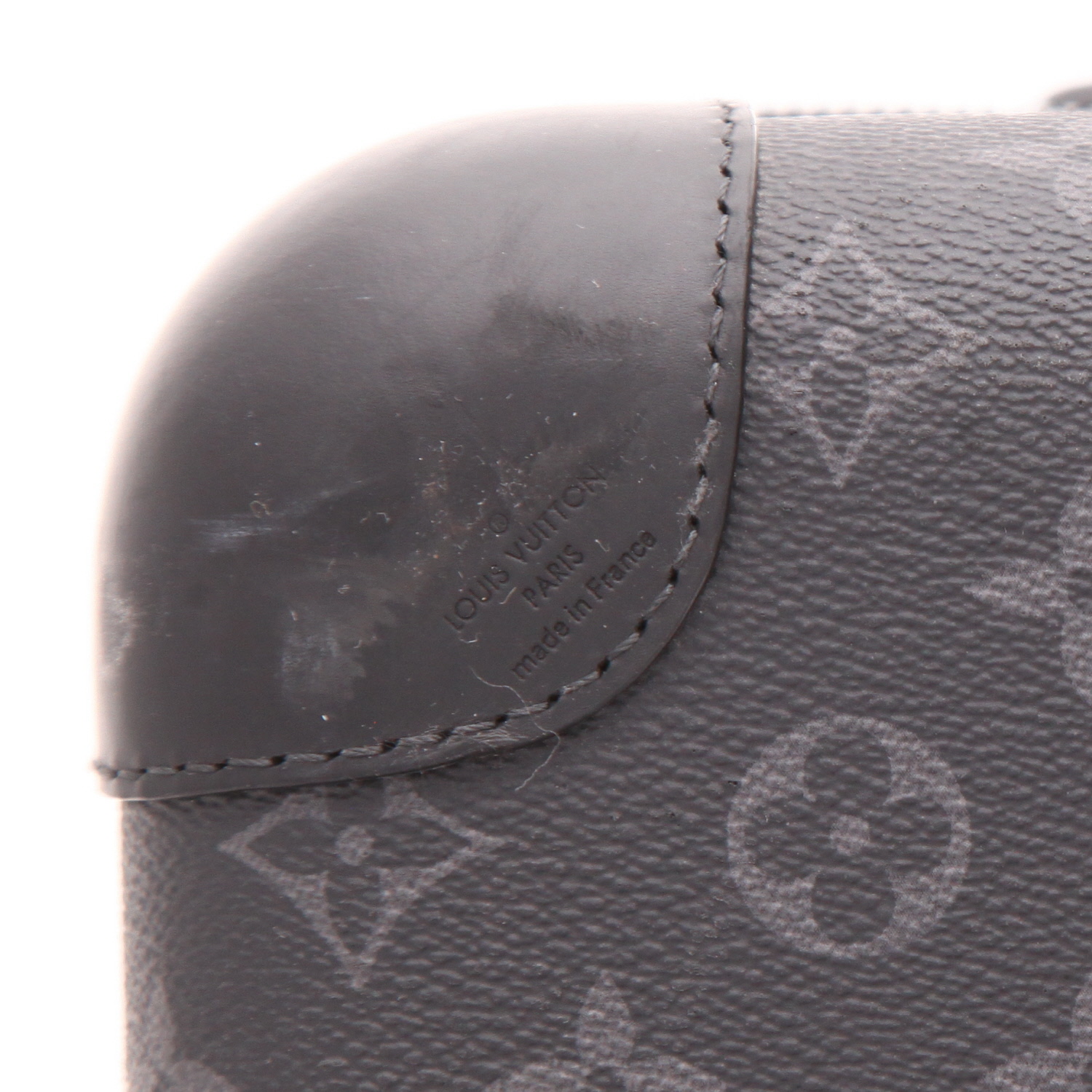 Maleta rígida Louis Vuitton  Horizon 55 en lona Monogram negra y gris y cuero negro - Detail D2