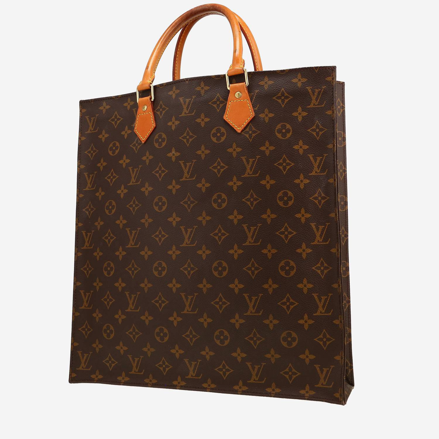 Sac cabas Louis Vuitton  Sac Plat en toile monogram marron et cuir naturel