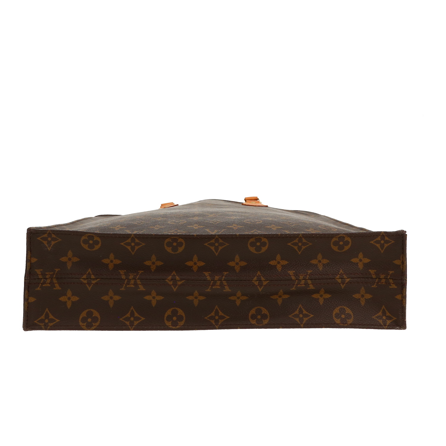 Sac cabas Louis Vuitton  Sac Plat en toile monogram marron et cuir naturel - Detail D1