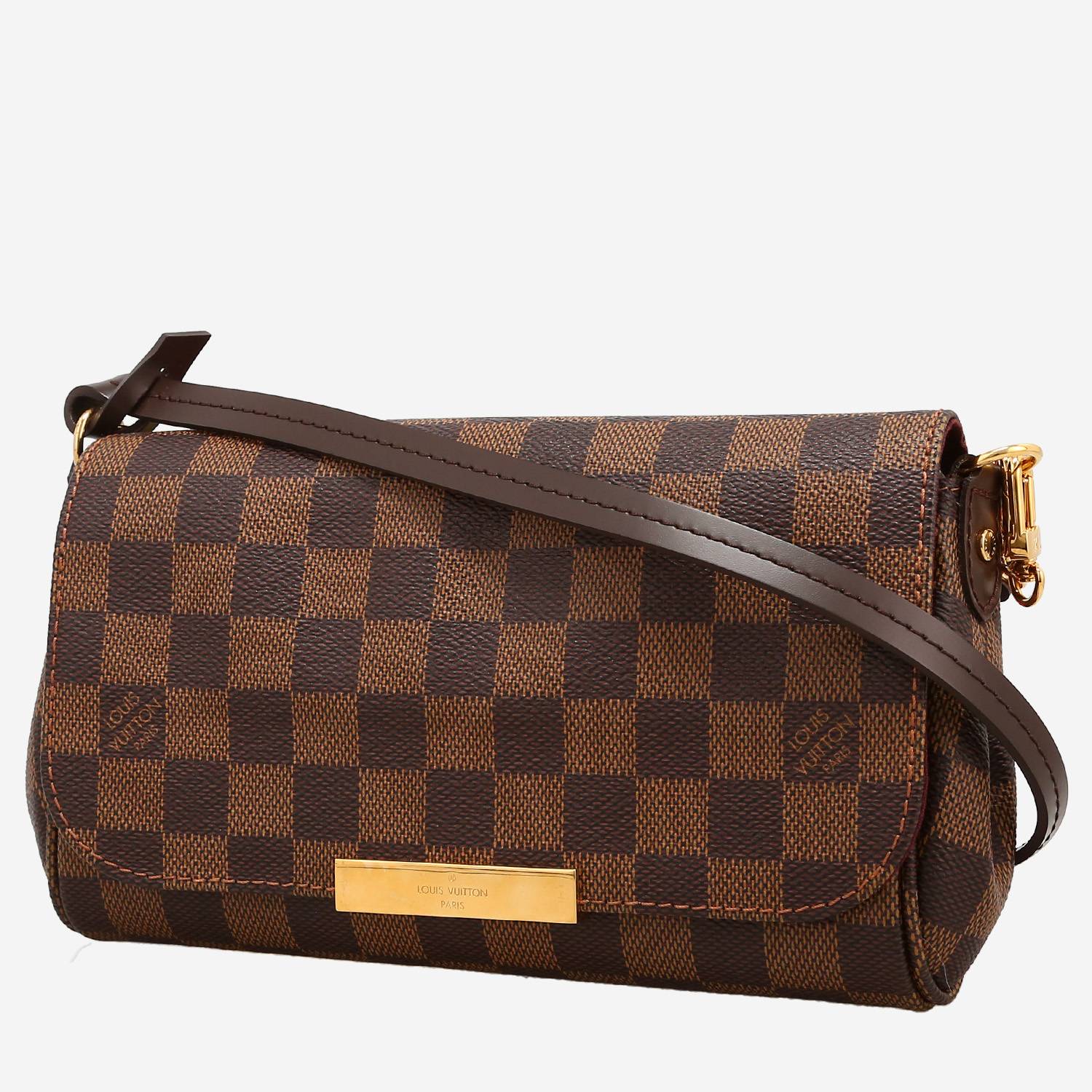 Sac bandoulière Louis Vuitton  Eva en toile damier ébène et cuir marron