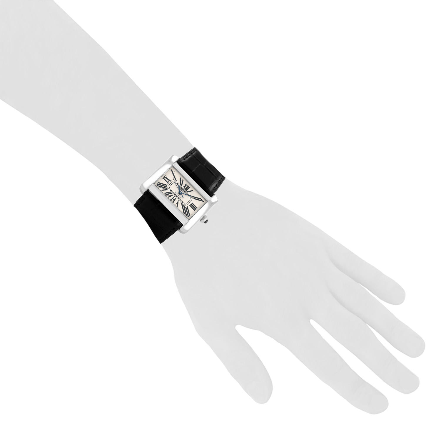 Cartier Tank Divan  in stainless steel Ref: Cartier - 2612  Circa 2000 - Detail D1