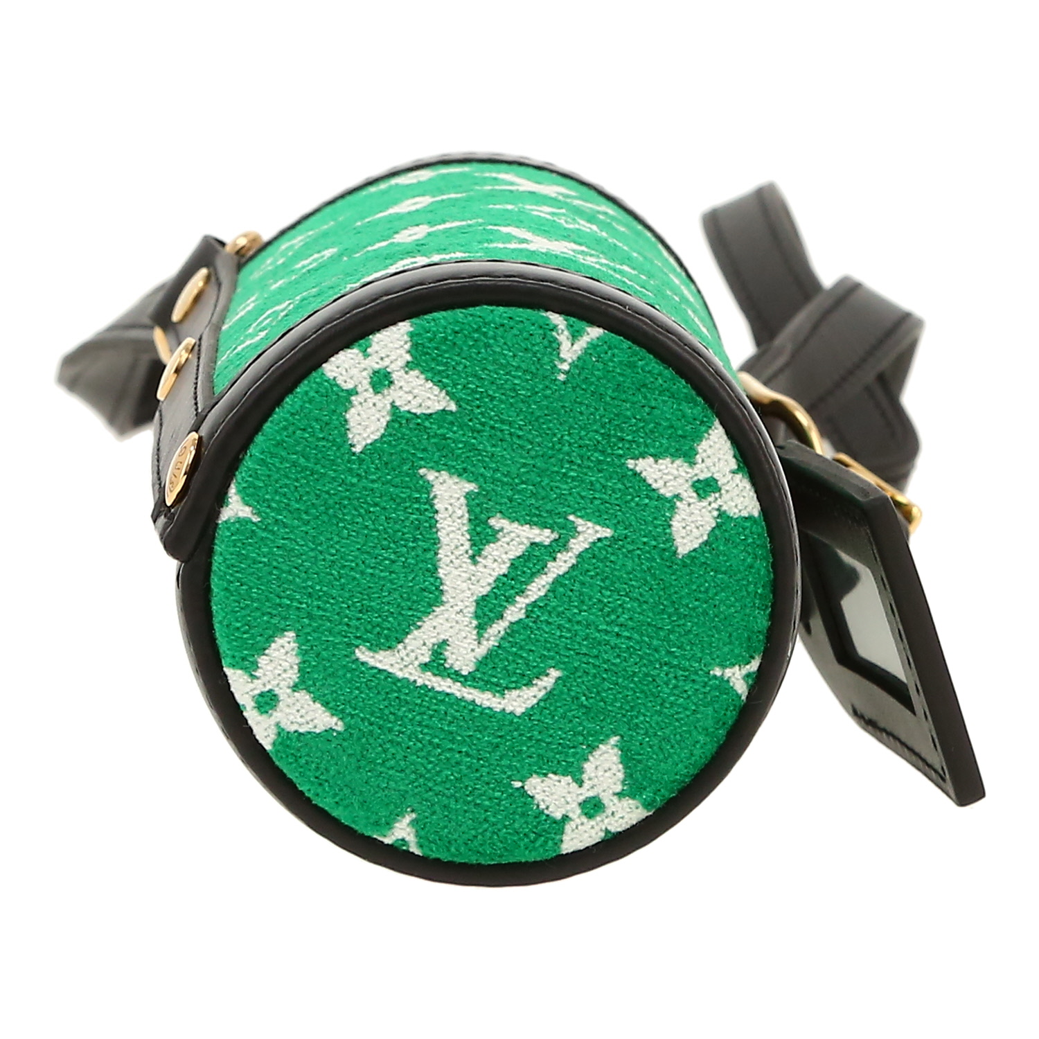 Louis Vuitton  Porte-Bouteille in green monogram velvet  and black leather - Detail D1