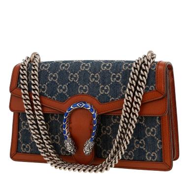 Bolso de mano Gucci  Dionysus en lona denim Monogram azul y cuero marrón