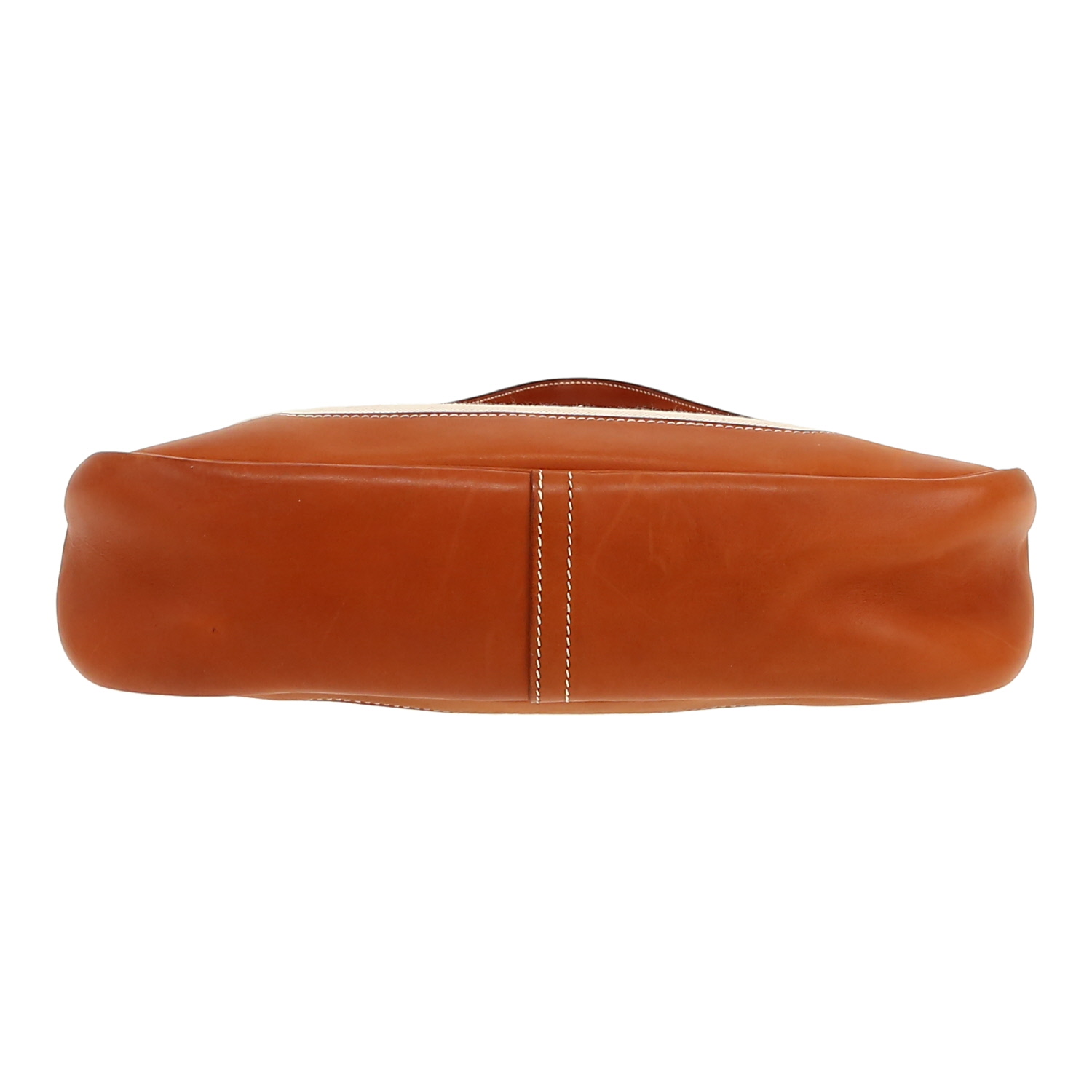 Sac porté épaule ou main Hermès  Trim en cuir Barénia fauve et toile beige - Detail D1