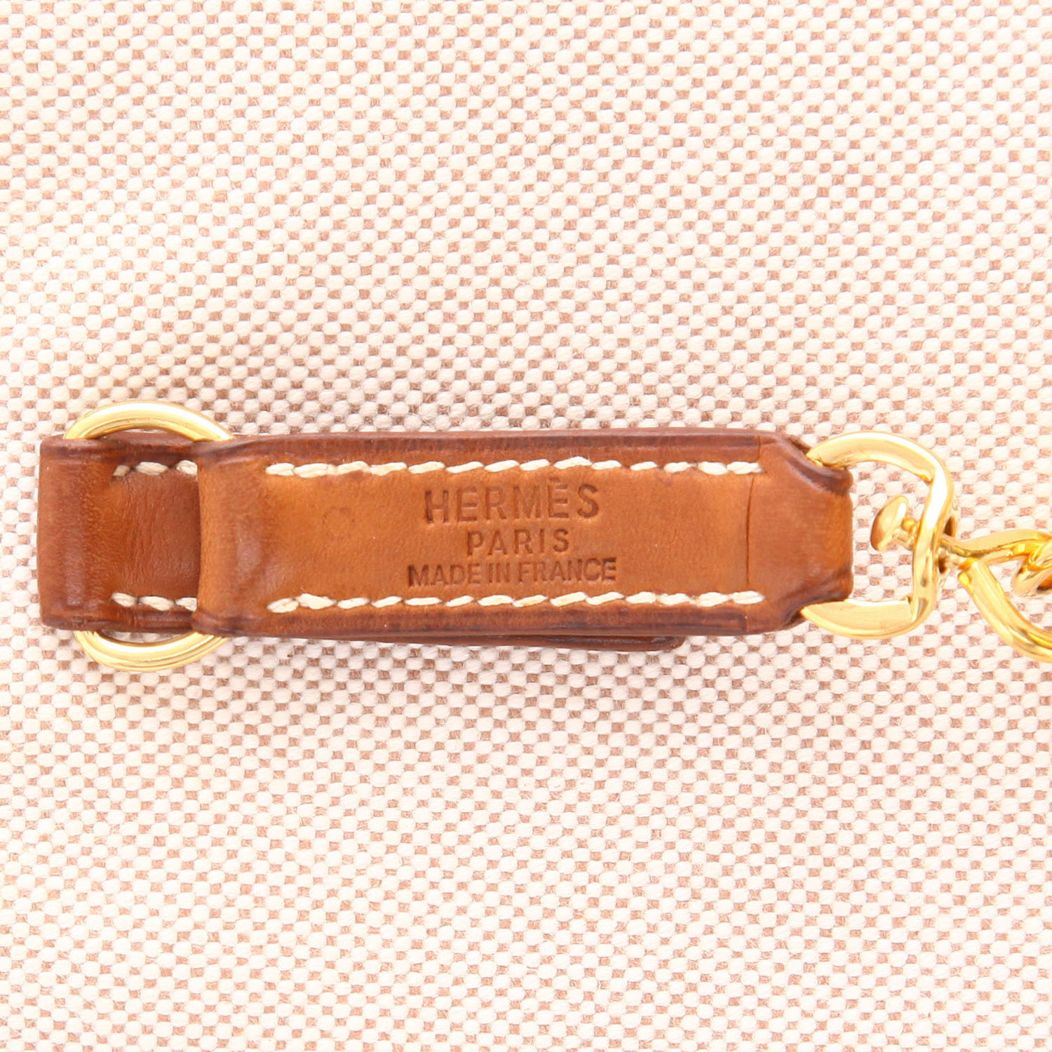 Borsa da spalla o a mano Hermès  Trim in pelle Barenia terra di Siena bruciata e tela beige - Detail D2