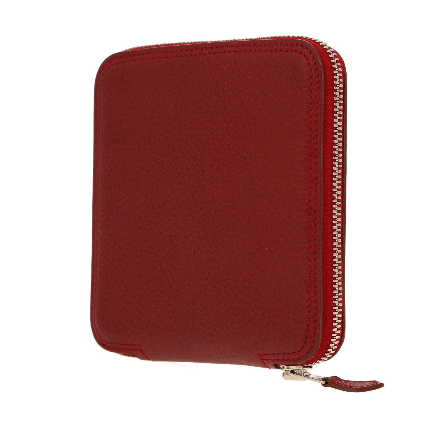 Hermès  Silky Pop - Shop Bag shopping bag  in red printed canvas  and burgundy grained leather - Detail D4