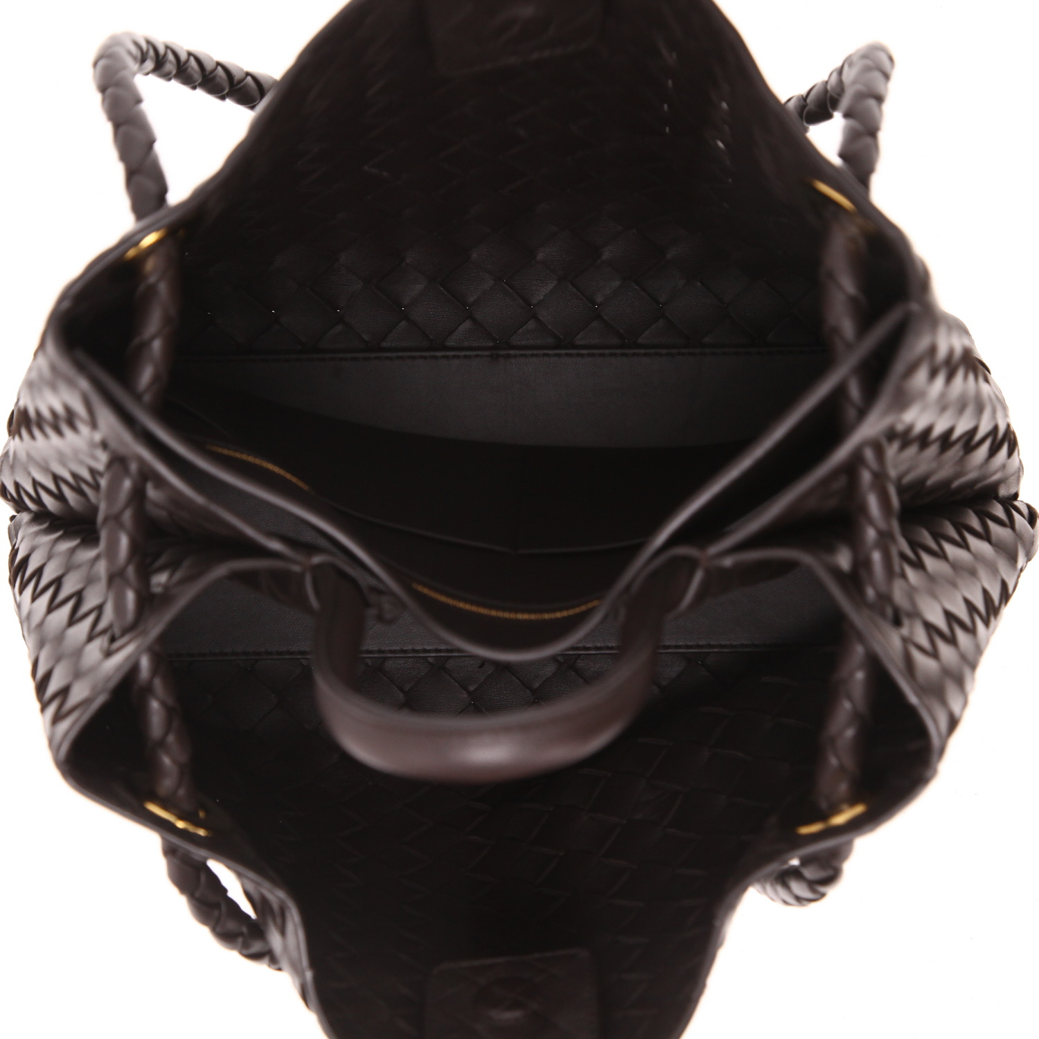 Sac bandoulière Bottega Veneta  Andiamo moyen modèle  en cuir intrecciato marron - Detail D3