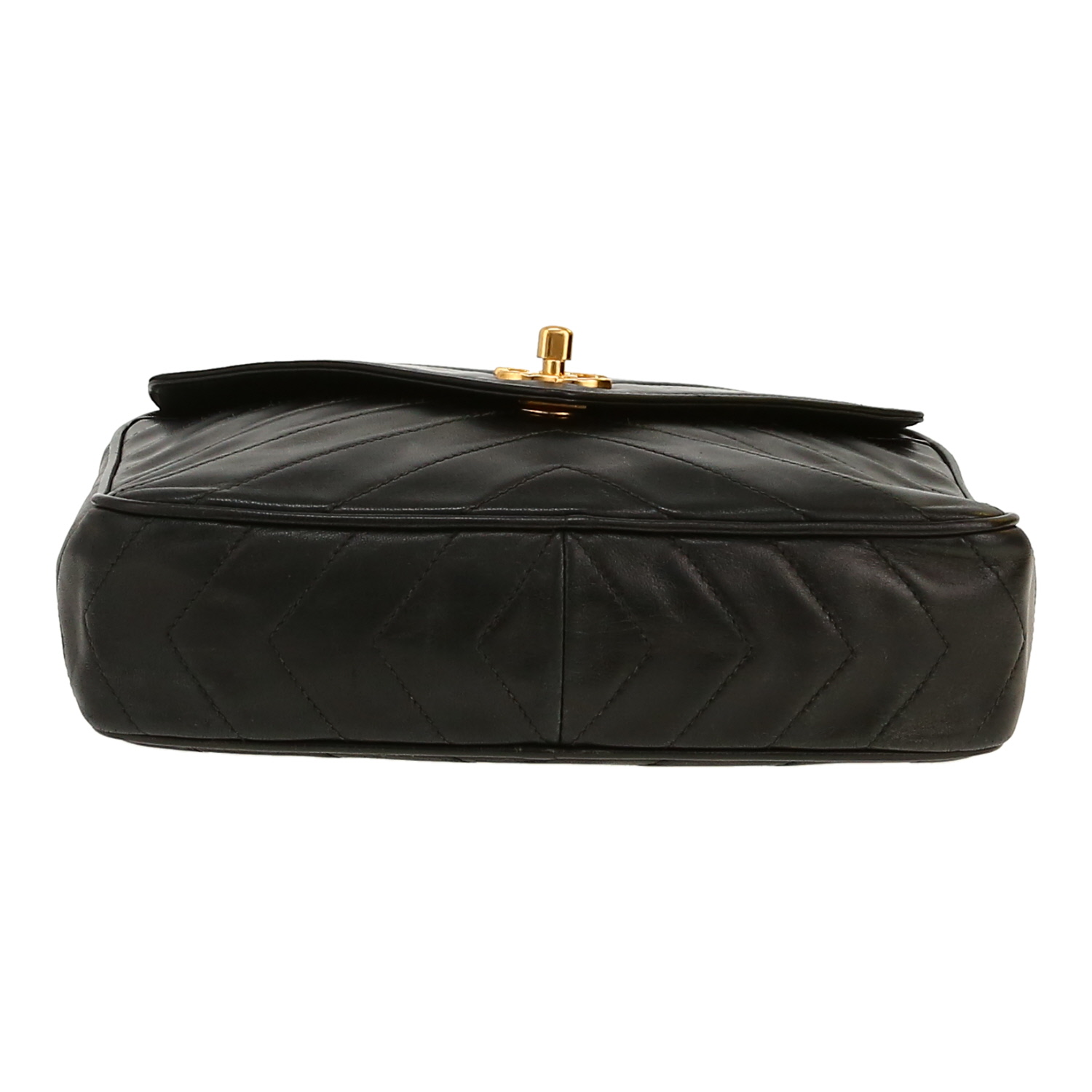 Chanel  Vintage shoulder bag  in black quilted leather - Detail D1