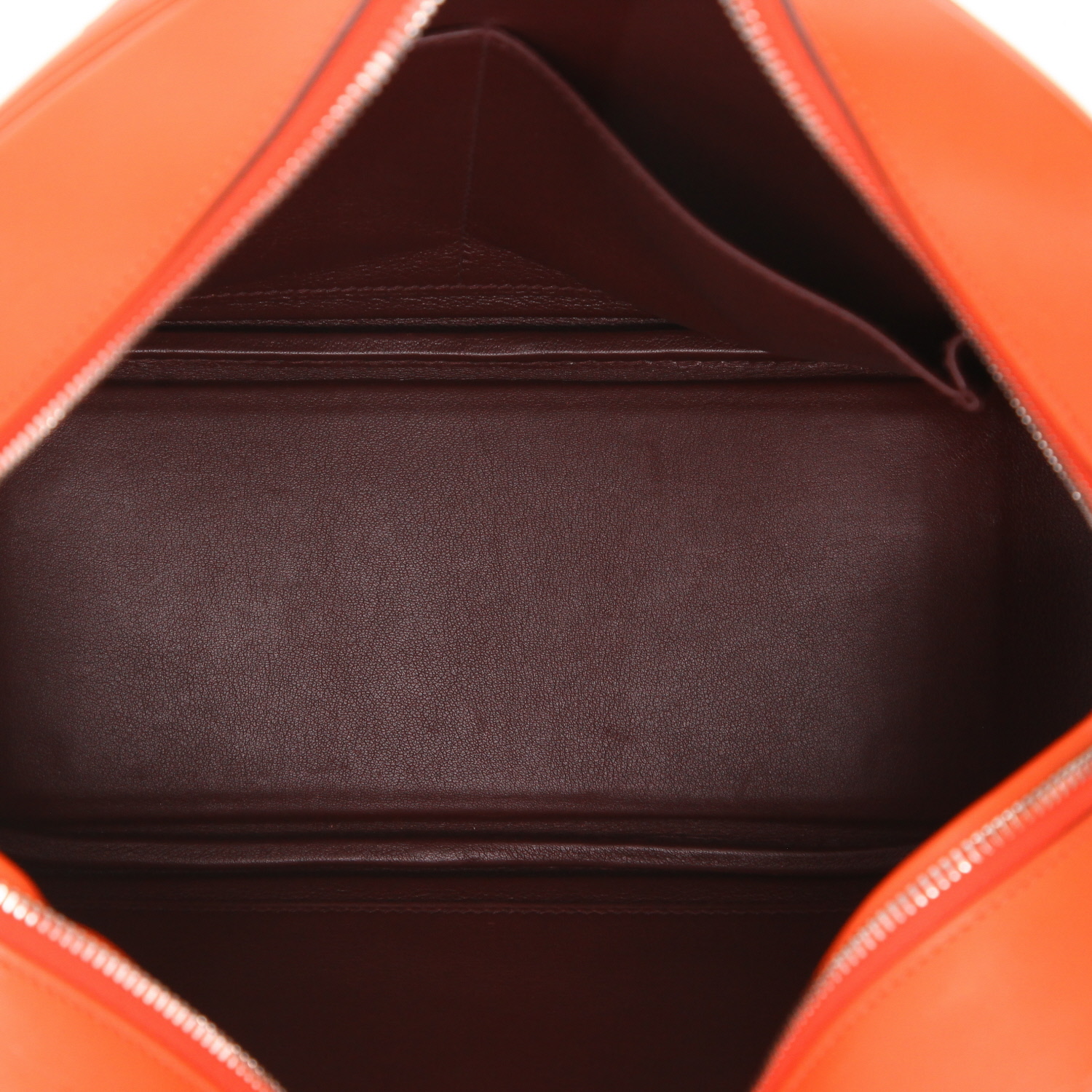 Sac à main Hermès  Plume en cuir Swift orange Poppy - Detail D3