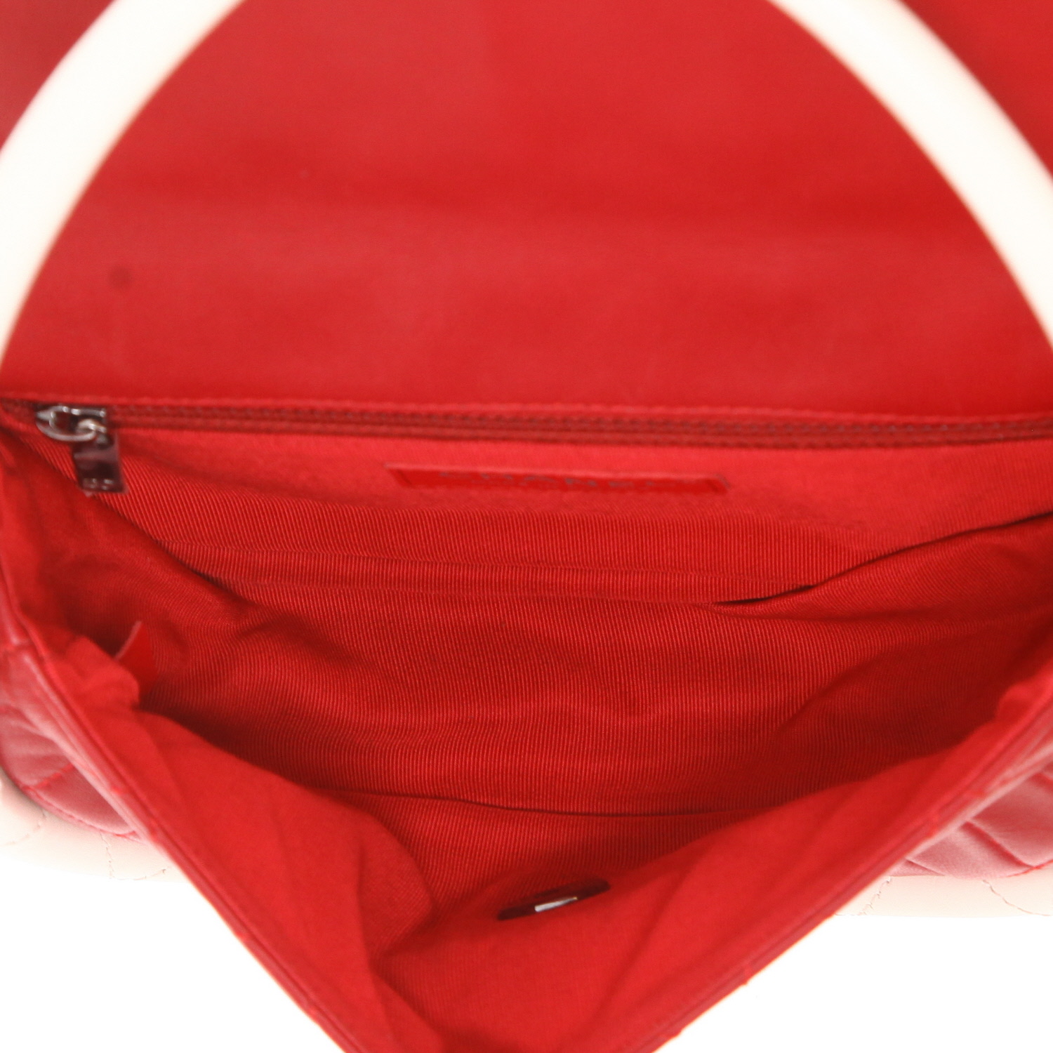 Chanel  Hula Hoop handbag  in raspberry pink and white leather - Detail D3