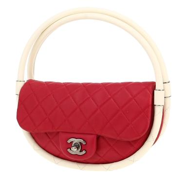 Borsa Chanel  Hula Hoop in pelle rosa lampone e bianca