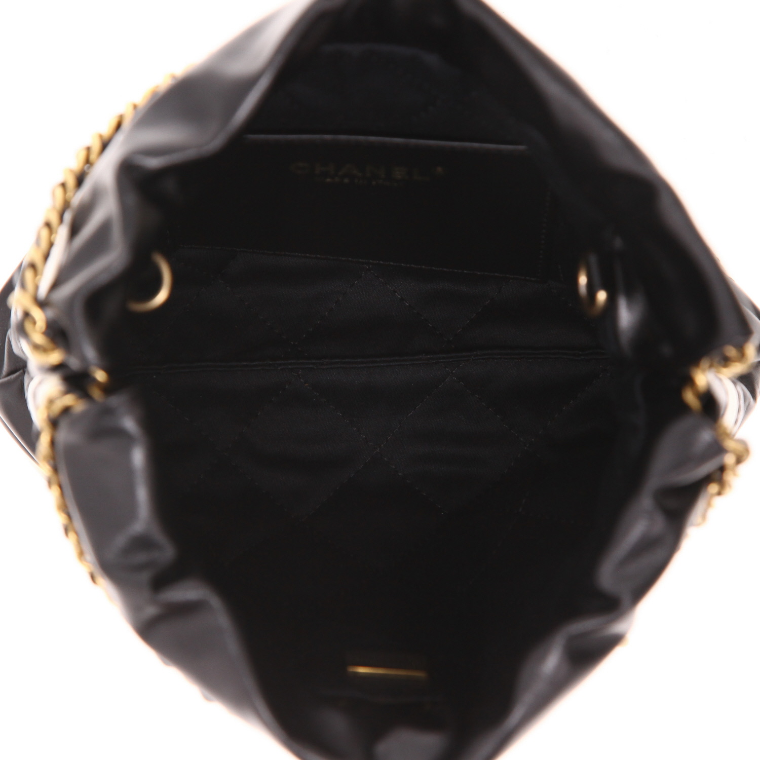 Bolso bandolera Chanel  22 mini  en cuero negro y blanco - Detail D3