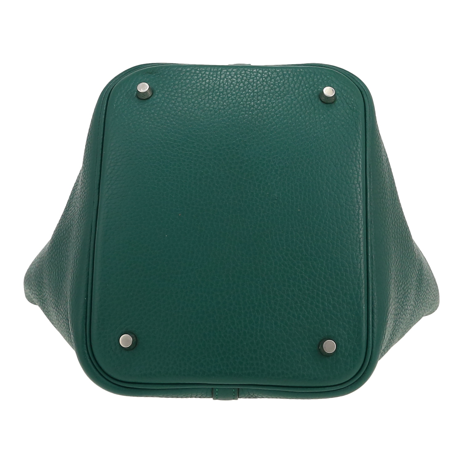 Sac à main Hermès  Picotin 22 cm en cuir taurillon clémence vert-malachite - Detail D1