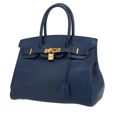 Bolso de mano Hermès  Birkin 30 cm en cuero Ardenne azul real