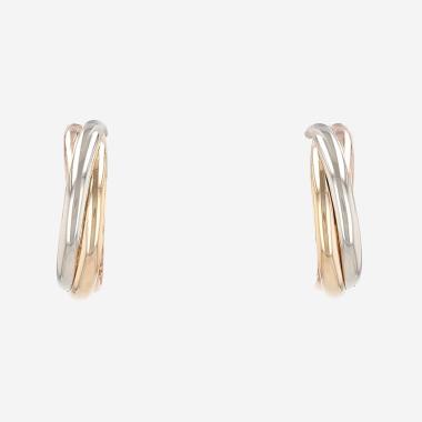 Paire de créoles Cartier Trinity en 3 ors