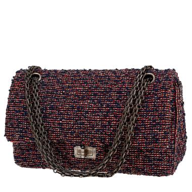Borsa a tracolla Chanel  2.55 in tweed blu e rosso