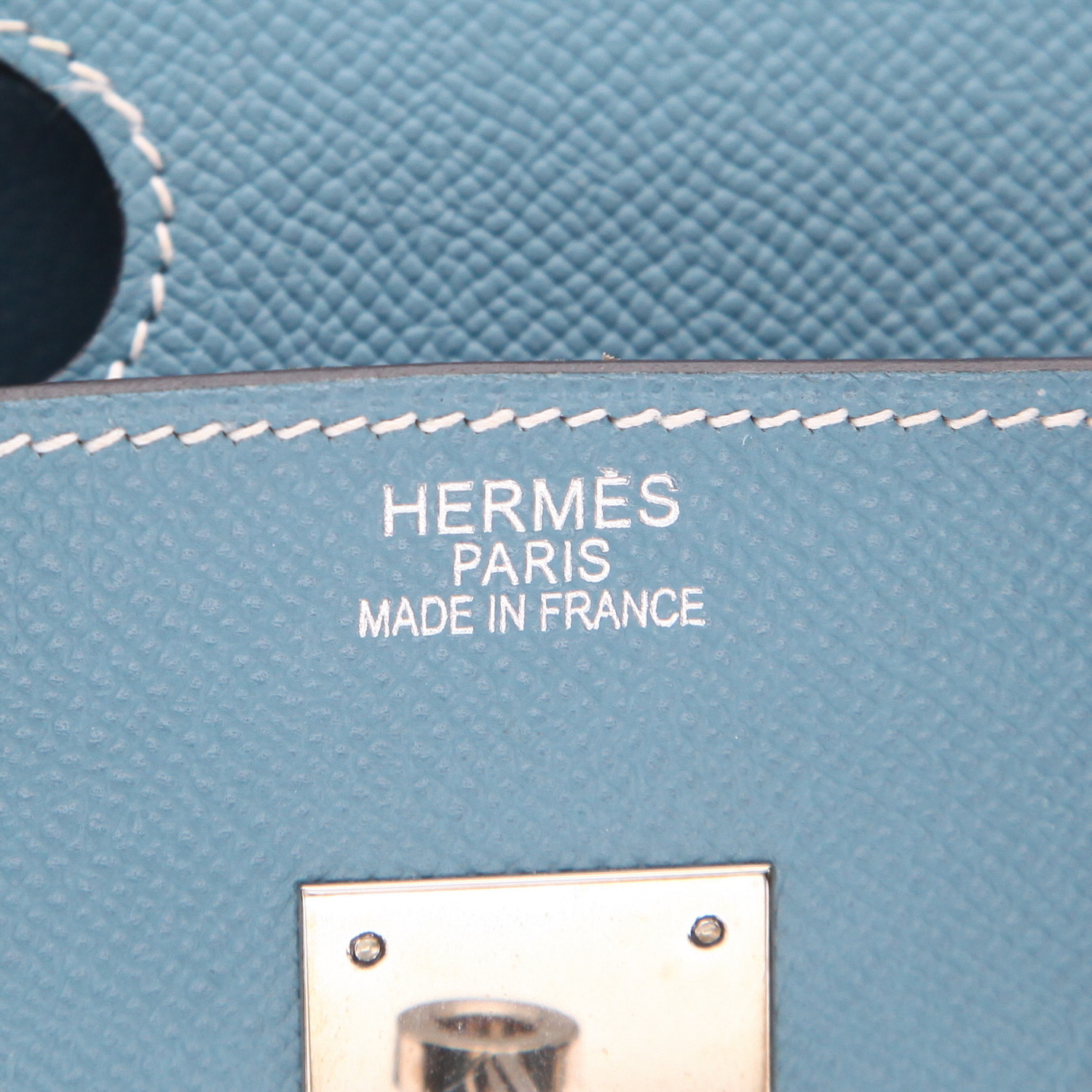 Bolso de mano Hermès  Birkin 35 cm en cuero epsom azul - Detail D2