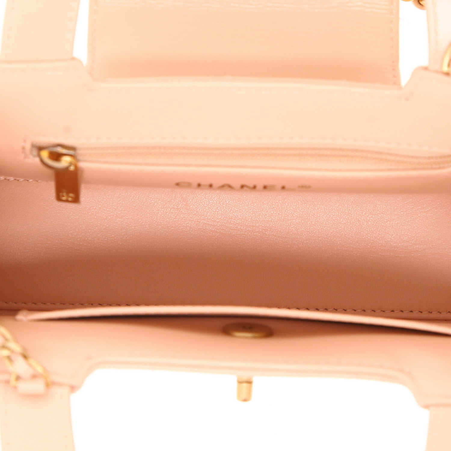 Sac à main Chanel  Mini Shopping en cuir beige - Detail D3