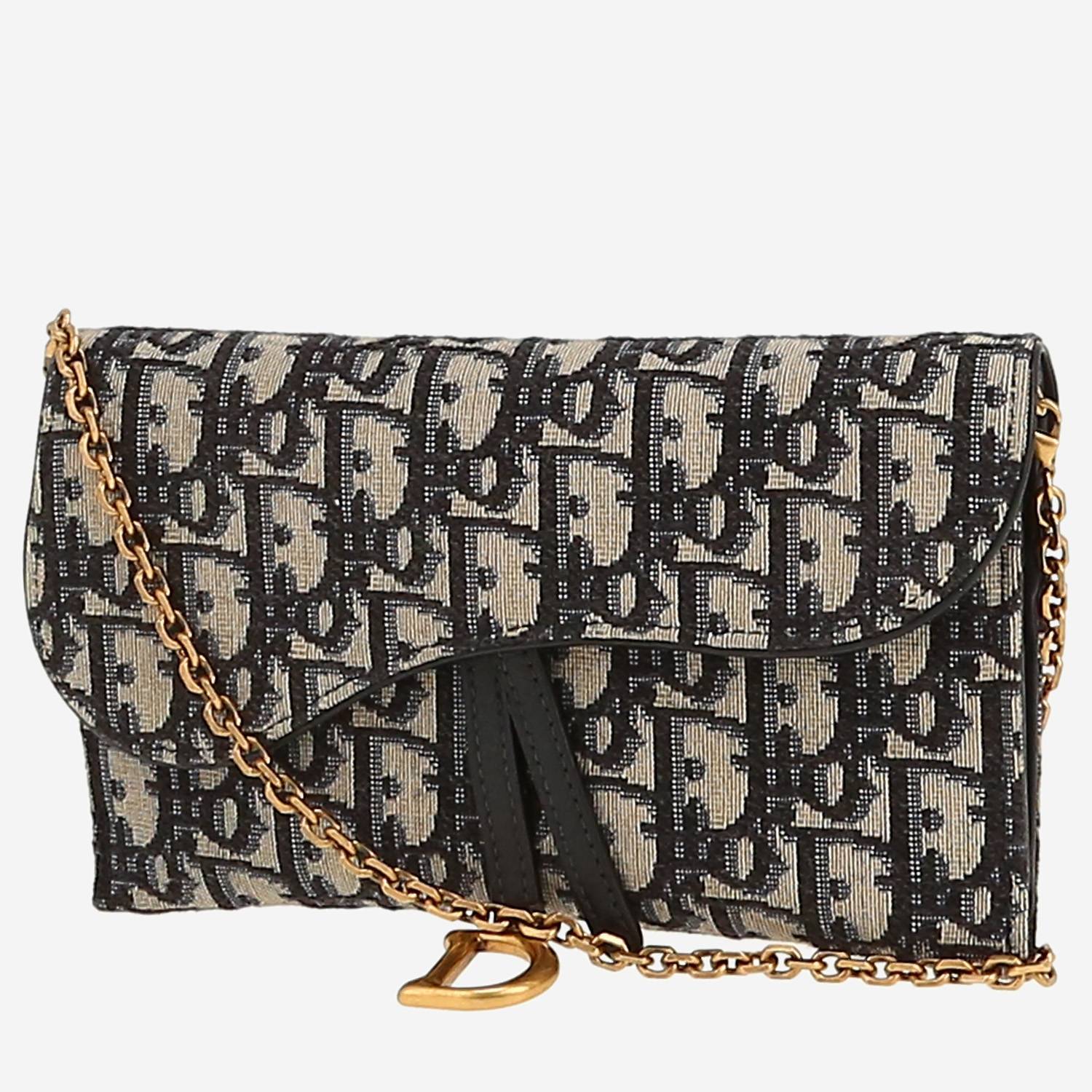 Dior   handbag/clutch  in blue monogram canvas  and blue leather