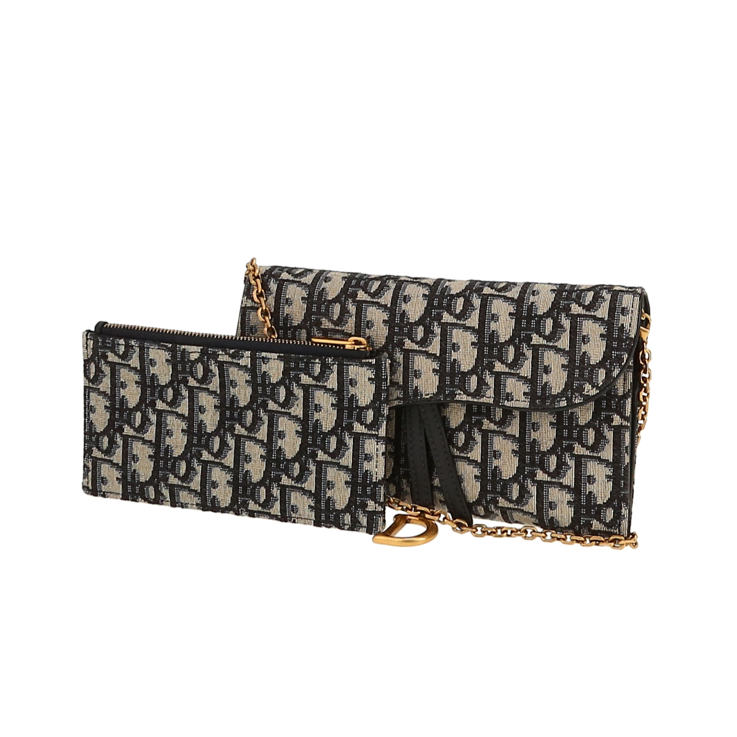 Borsa/pochette Dior   in tela monogram blu e pelle blu - Detail D4