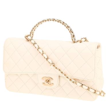 Borsa a tracolla Chanel  Top Handle in pelle trapuntata bianca