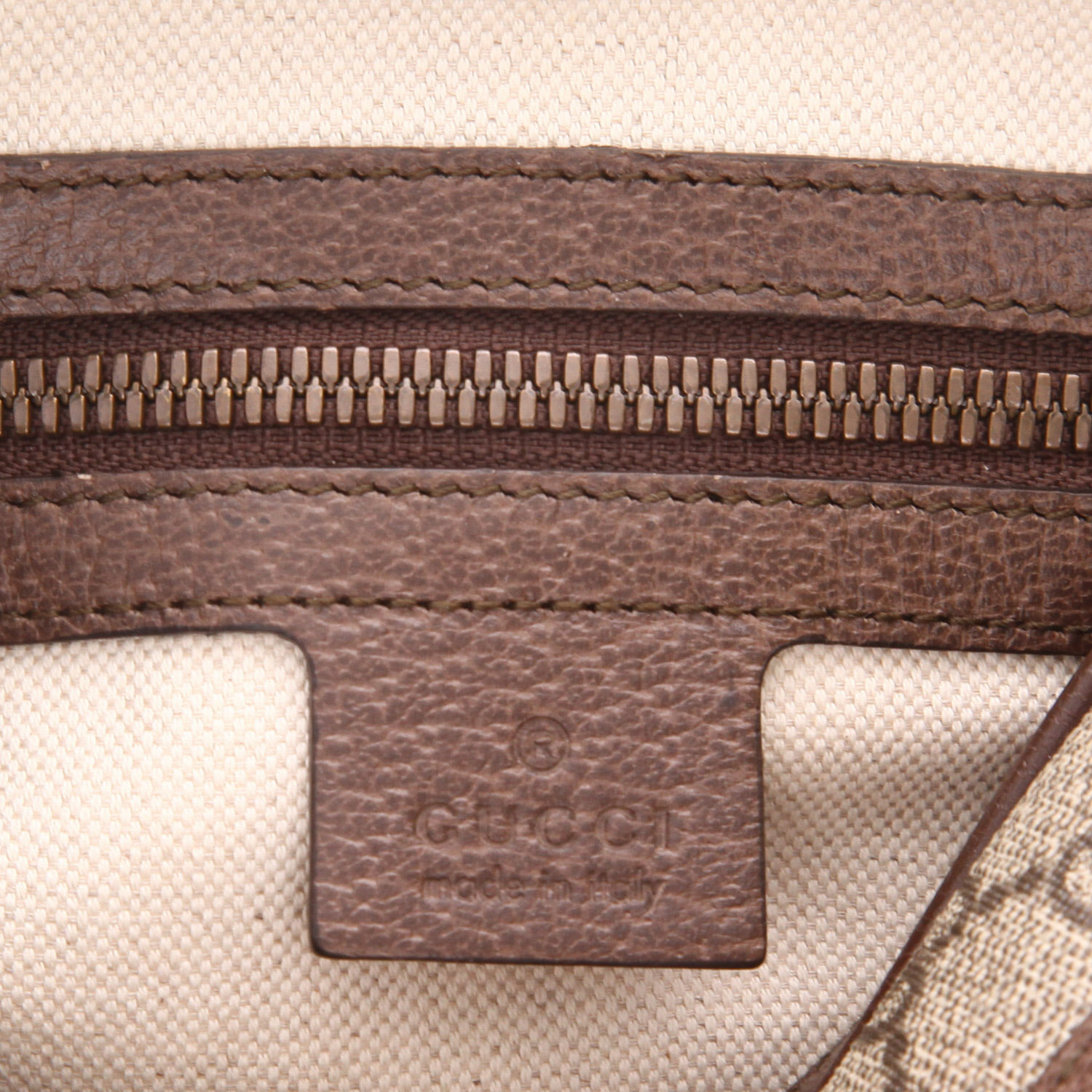 Borsa a tracolla Gucci  Ophidia in tela "sûpreme GG" marrone e pelle marrone - Detail D2