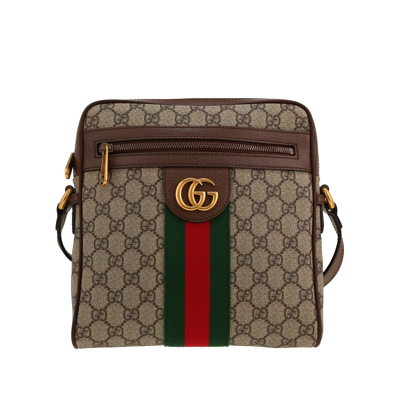 Borsa a tracolla Gucci  Ophidia in tela "sûpreme GG" marrone e pelle marrone - Detail D4