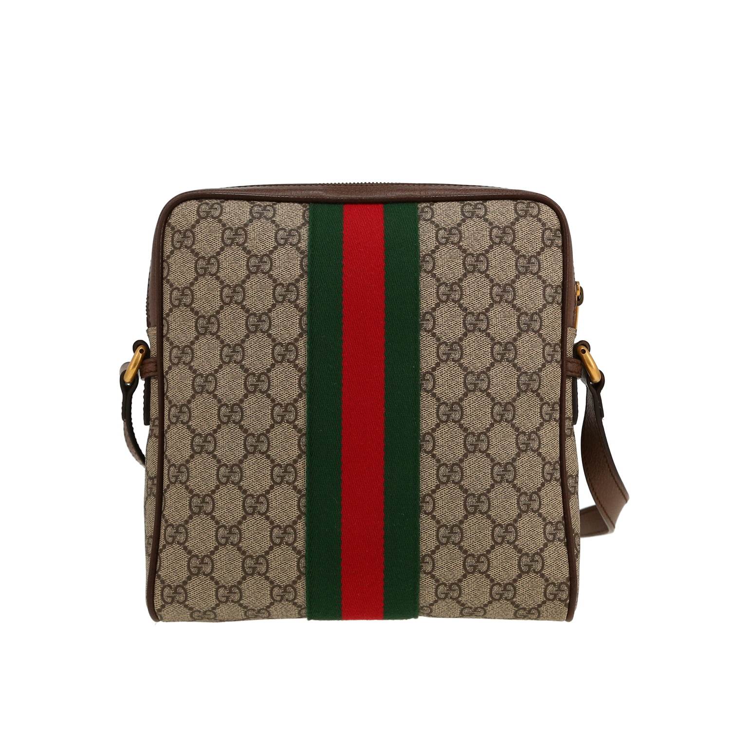 Borsa a tracolla Gucci  Ophidia in tela "sûpreme GG" marrone e pelle marrone - Detail D7