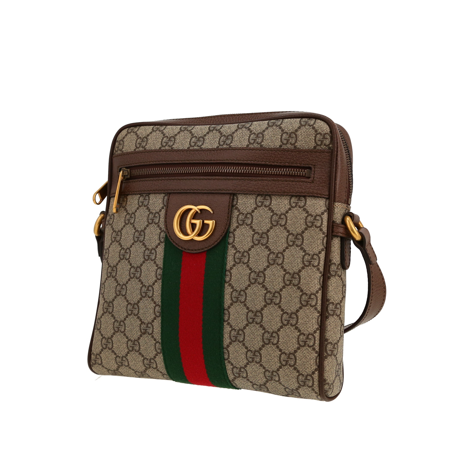 Borsa a tracolla Gucci  Ophidia in tela "sûpreme GG" marrone e pelle marrone - Detail D9