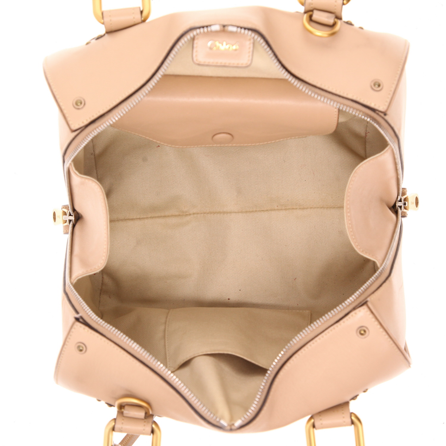 Chloé  Paddington handbag  in beige leather - Detail D3