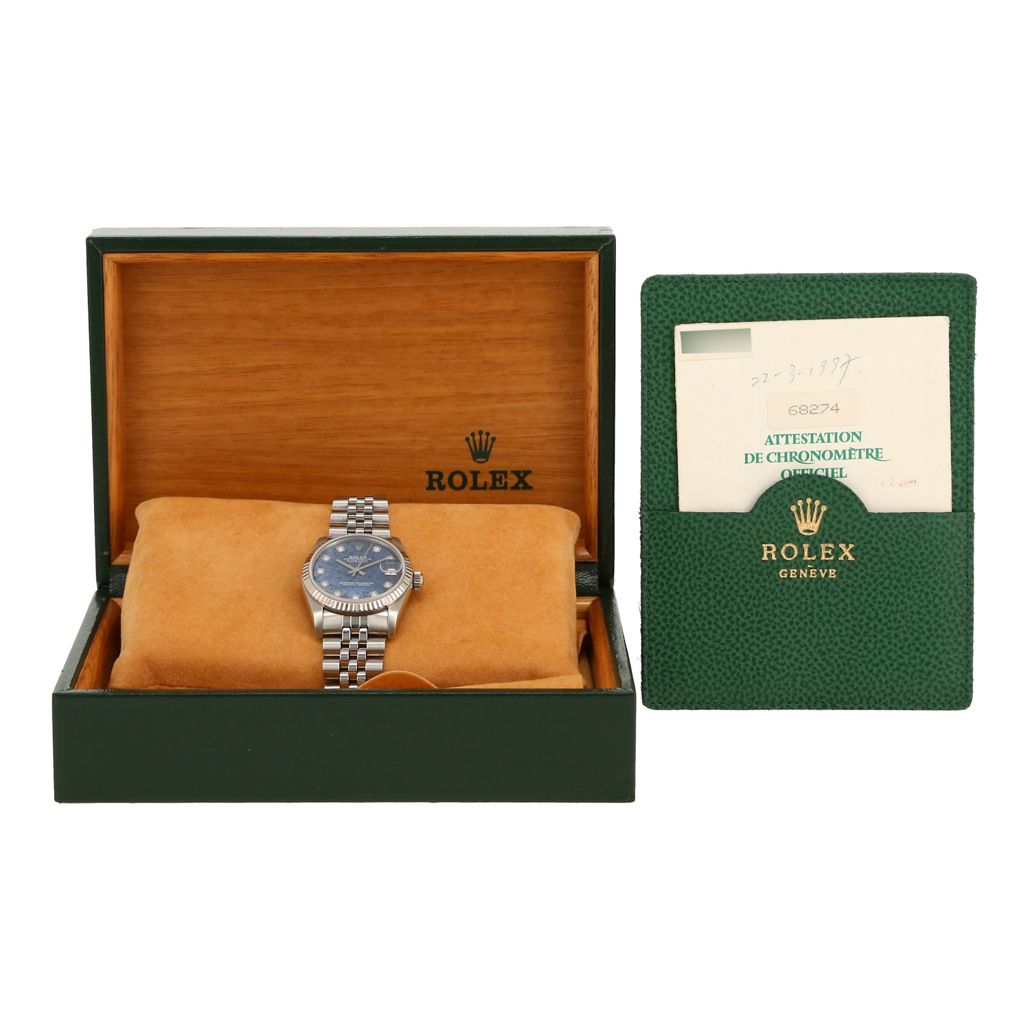 Rolex Datejust Sodalite dial in gold and stainless steel Ref: Rolex - 68274  Circa 1993